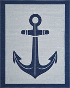 Navy Anchor With Blue Border Rug - Cutout View