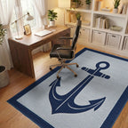 Navy Anchor With Blue Border Rug - Office View