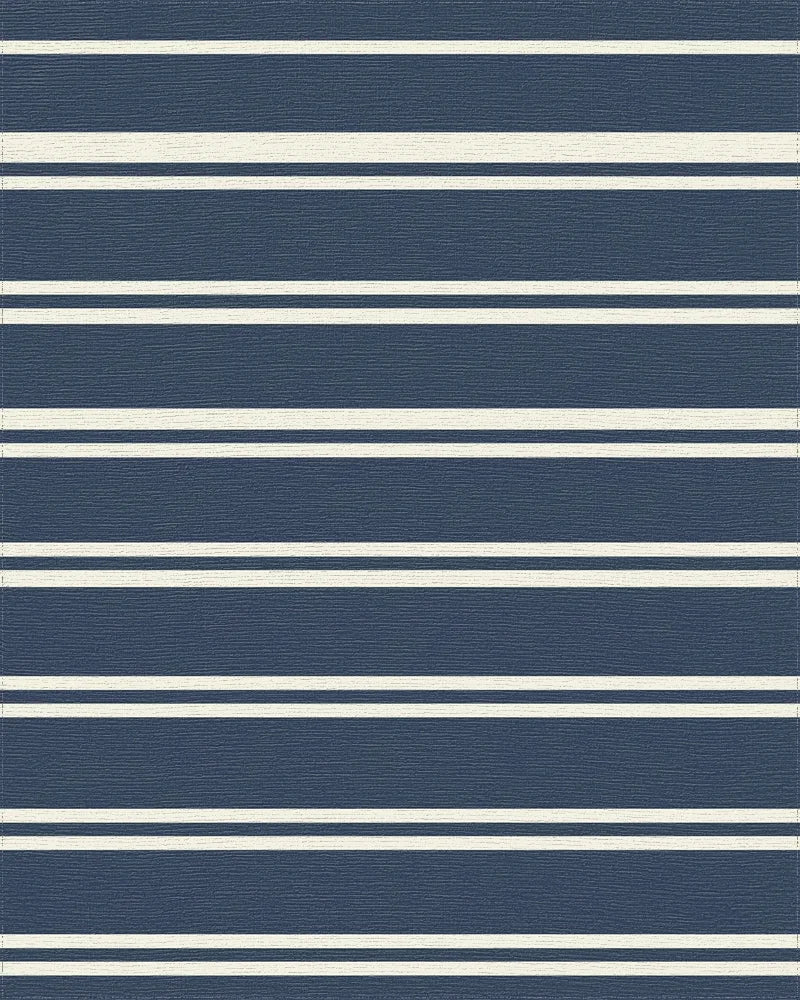 Navy and Cream Striped Rug - Cutout View