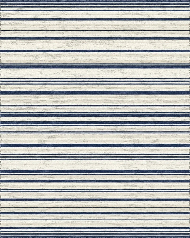 Navy Beige Thin Stripe Rug - Cutout View