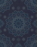 Navy Blue Floral Mandala Rug - Cutout View