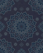 Navy Blue Floral Mandala Rug - Cutout View