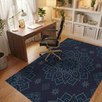 Navy Blue Floral Mandala Rug Office View