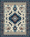 Navy Blue Geometric Tribal Medallion Rug - Cutout View