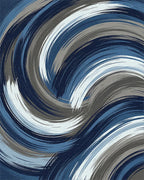 Navy Blue Gray Swirl Brushstroke Rug - Cutout View
