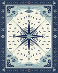 Navy Blue Nautical Compass Rose Rug - Cutout View