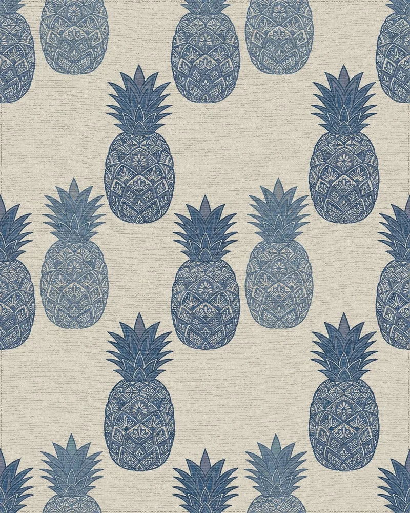 Navy Blue Ornate Pineapple Repeat Rug - Cutout View
