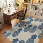 Navy Blue Ornate Pineapple Repeat Rug Office View
