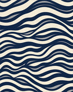 Navy Cream Dynamic Wave Design Rug - Cutout View