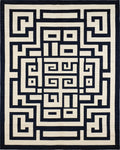 Navy Cream Geometric Labyrinth Rug - Cutout View