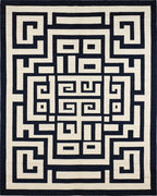 Navy Cream Geometric Labyrinth Rug - Cutout View