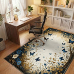 Navy Gold Butterfly Floral Rug - Office View