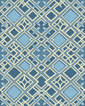 Navy Light Blue Geometric Lattice Rug - Cutout View