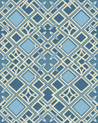 Navy Light Blue Geometric Lattice Rug - Cutout View