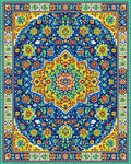 Navy Ornate Floral Medallion Rug - Cutout View