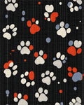Navy Paw Print Stripes Rug - Cutout View