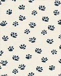 Navy Paw Prints Cream Background Rug - Cutout View