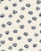 Navy Paw Prints Cream Background Rug - Cutout View