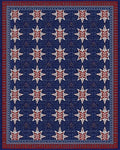 Navy Red Starburst Bordered Rug - Cutout View