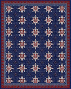 Navy Red Starburst Bordered Rug - Cutout View