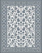 Navy White Floral Vine Rug - Cutout View