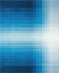 Navy White Ombre Grid Rug - Cutout View