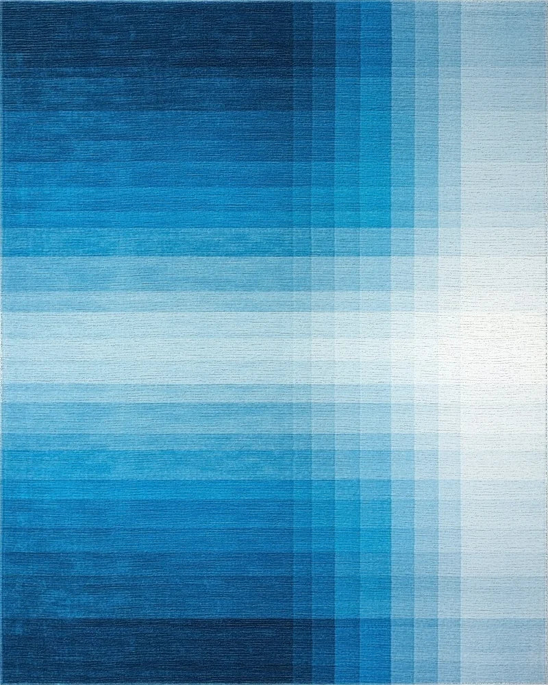Navy White Ombre Grid Rug - Cutout View