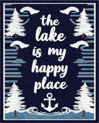 Navy White Pine Tree Anchor Scene Rug - Cutout View