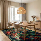 Neon City Street Racing Drift Art Rug Dining Room View