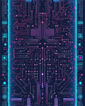 Neon Cyber Circuit Board Rug - Cutout View