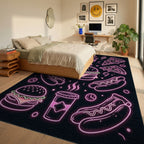 Neon Fast Food Hamburger Pizza Hotdog Rug Bedroom View