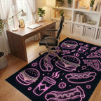 Neon Fast Food Hamburger Pizza Hotdog Rug Office View