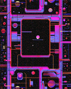 Neon Geometric Space Grid Rug - Cutout View