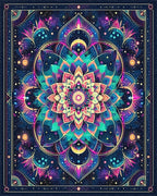 Neon Mandala Cosmic Floral Rug - Cutout View