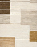 Neutral Abstract Geometric Stripe Rug - Cutout View