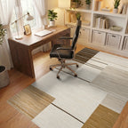 Neutral Abstract Geometric Stripe Rug - Office View