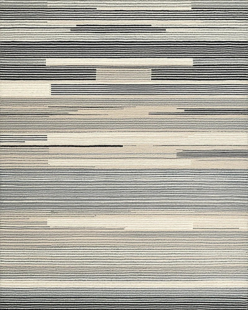 Neutral Abstract Horizontal Stripe Rug - Cutout View