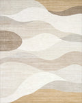 Neutral Abstract Wave Landscape Rug - Cutout View