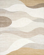 Neutral Abstract Wave Landscape Rug - Cutout View