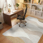 Neutral Abstract Wave Landscape Rug - Office View