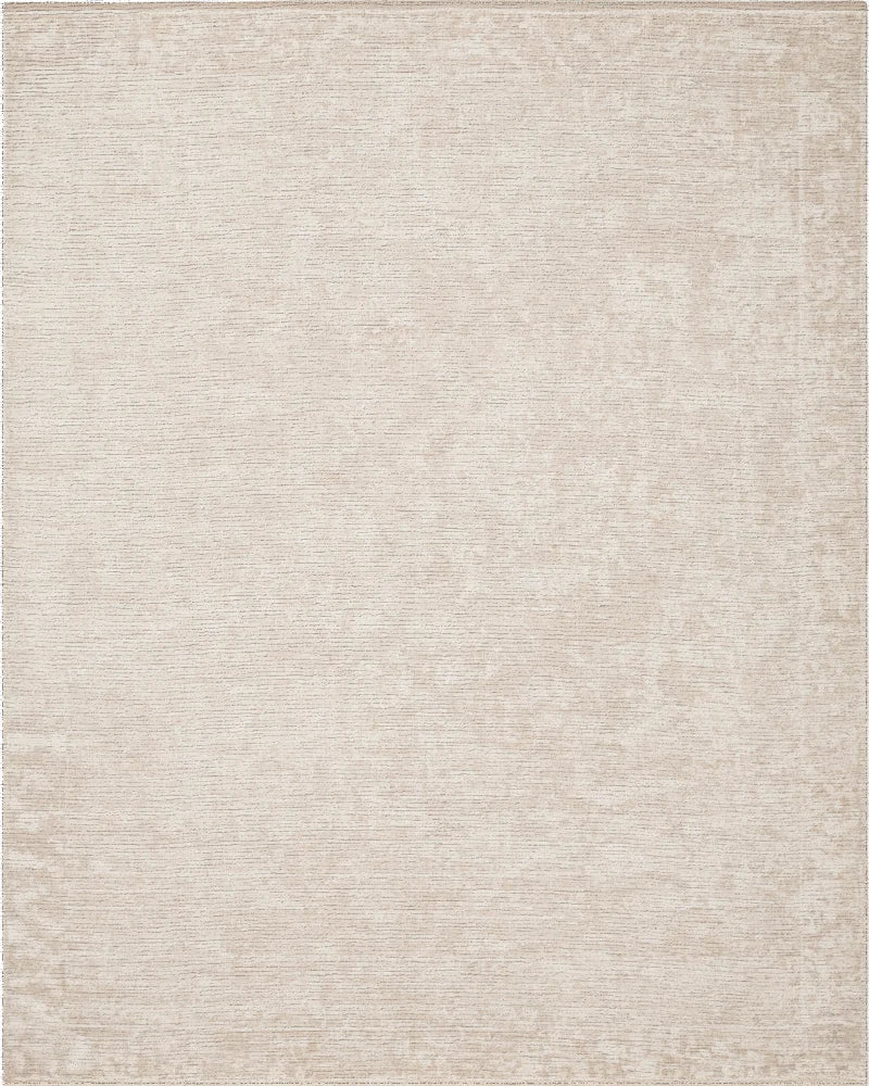 Neutral Beige Distressed Scroll Border Rug - Cutout View