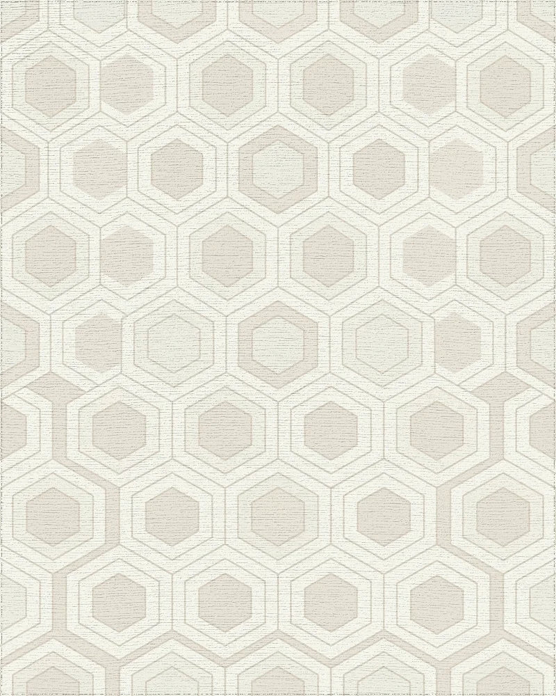 Neutral Beige Honeycomb Geometric Rug - Cutout View
