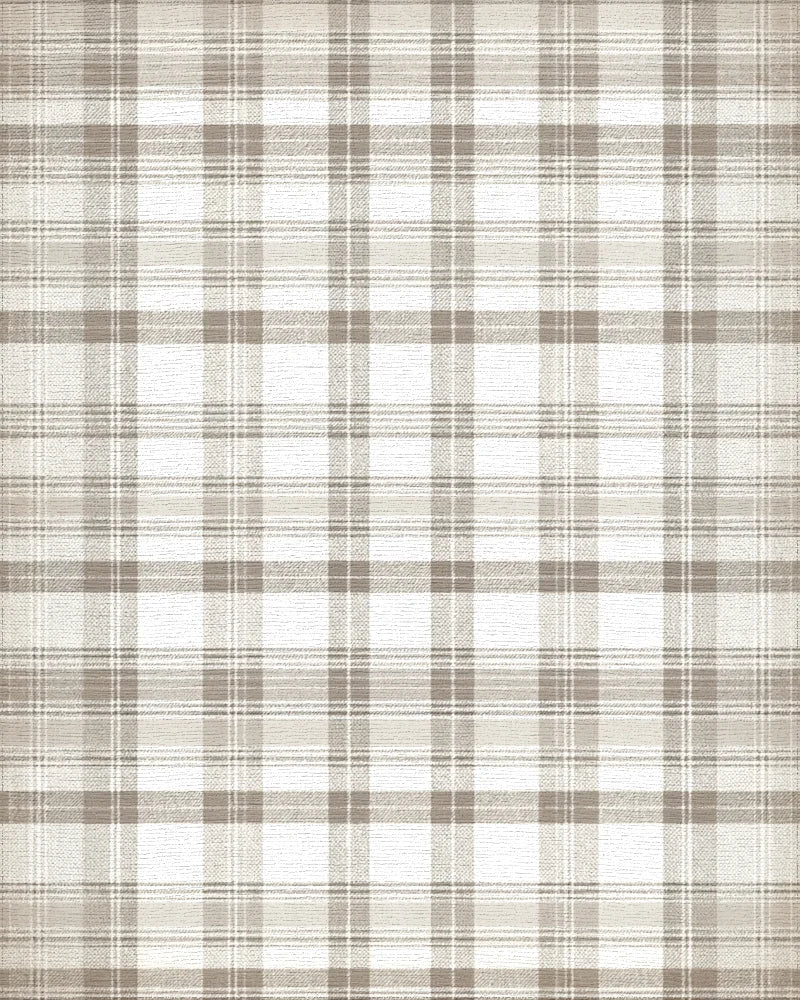 Neutral Beige Tartan Checkered Rug - Cutout View