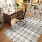 Neutral Beige Tartan Checkered Rug - Office View