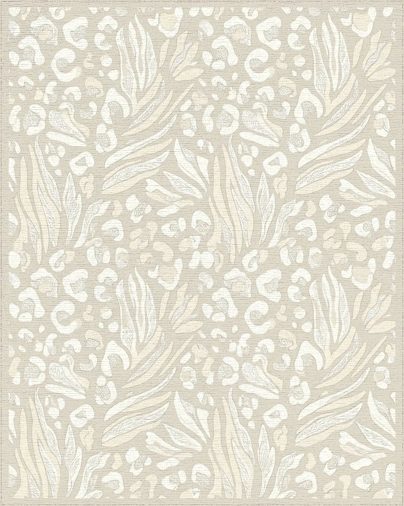 Neutral Beige Zebra Leopard Mix Rug - Cutout View