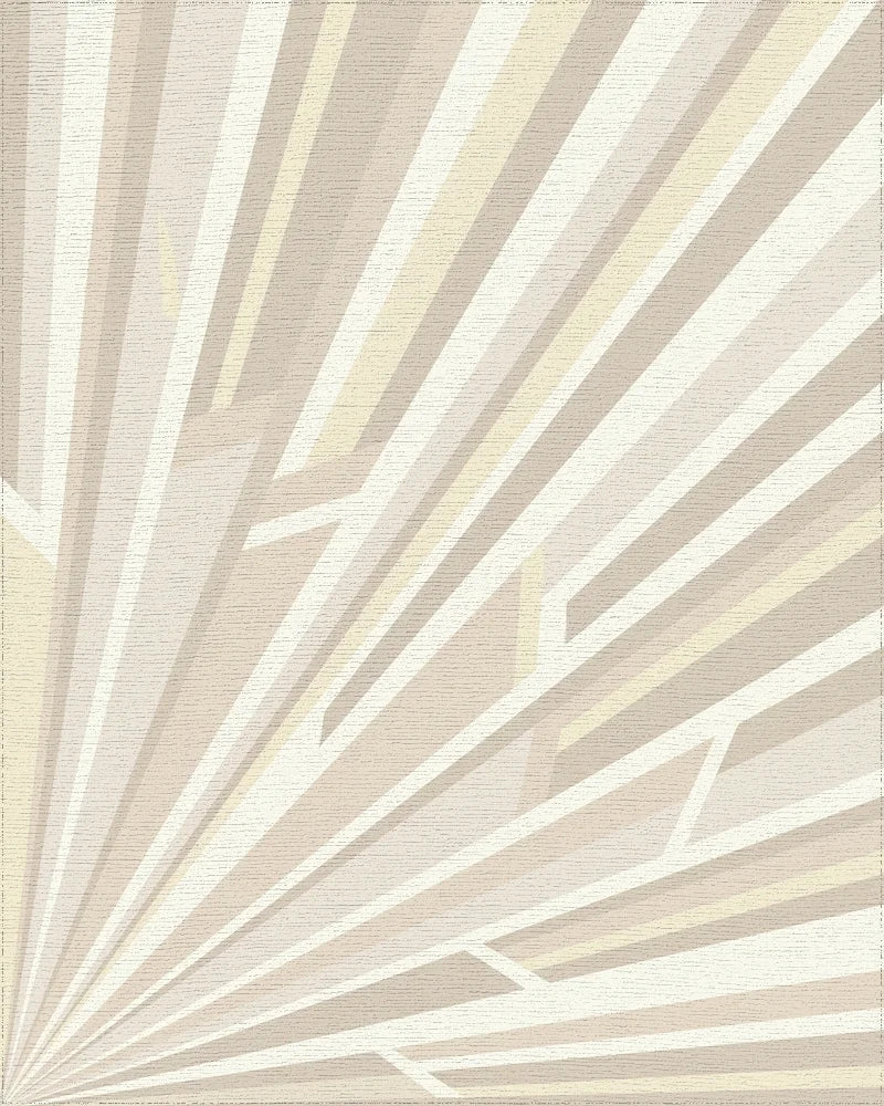 Neutral Cream Ray Geometric Rug - Cutout View