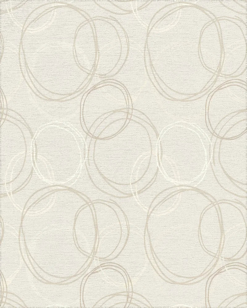 Neutral Cream Scribbled Circles Rug - Cutout View