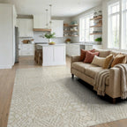 Neutral Cream Snake Skin Texture Rug Living Room View