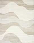 Neutral Cream Wave Abstract Rug - Cutout View
