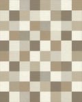 Neutral Earth Tone Block Grid Rug - Cutout View